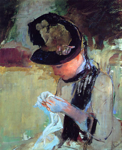  Mary Cassatt Young Woman Sewing in the Garden - Hand Painted Oil Painting